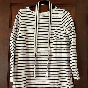 Seraphine Striped Cotton Maternity/Nursing Tunic With Belt